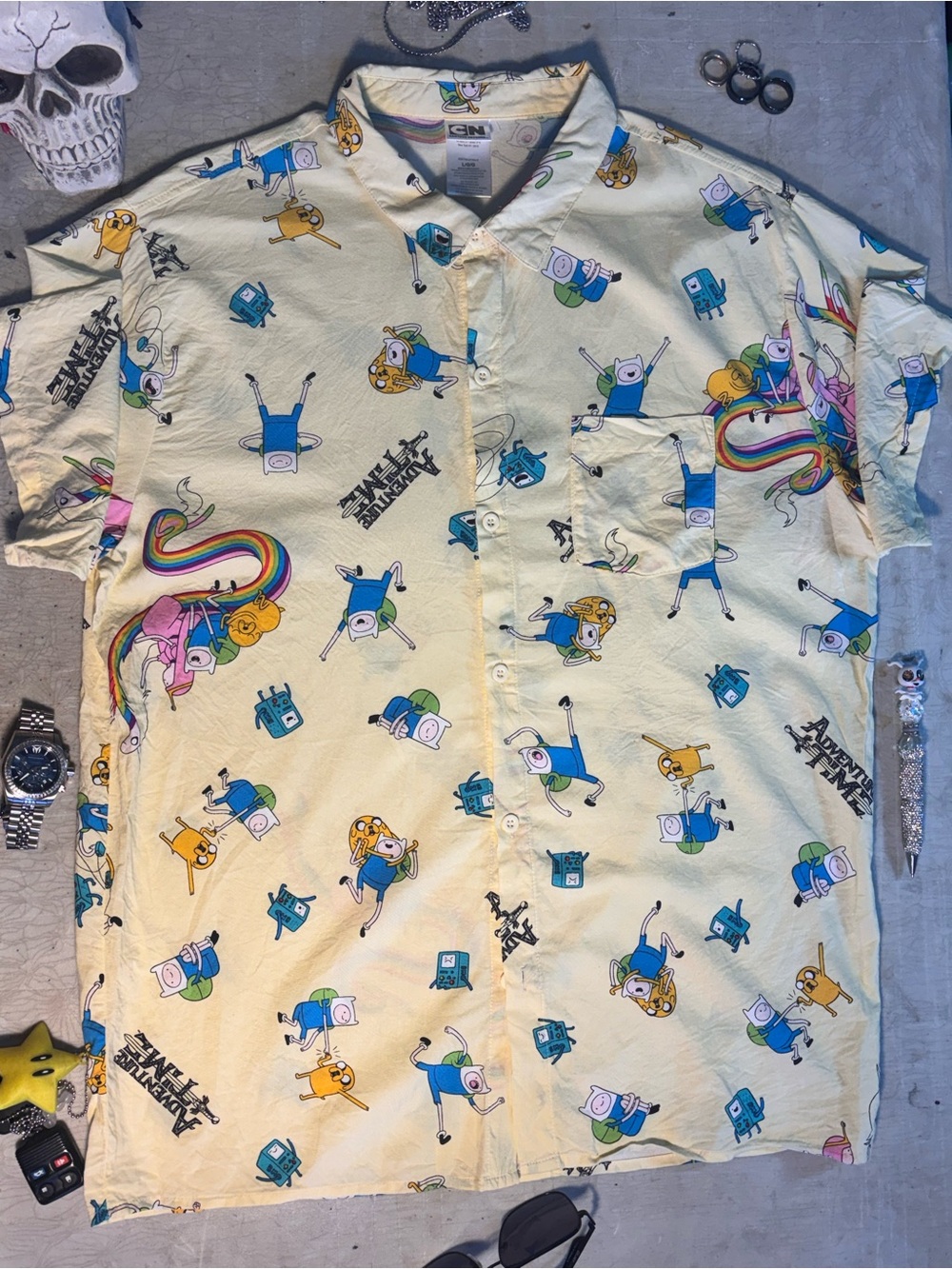 Cartoon Network Rainbow Character “Adventure Time” collard button up.